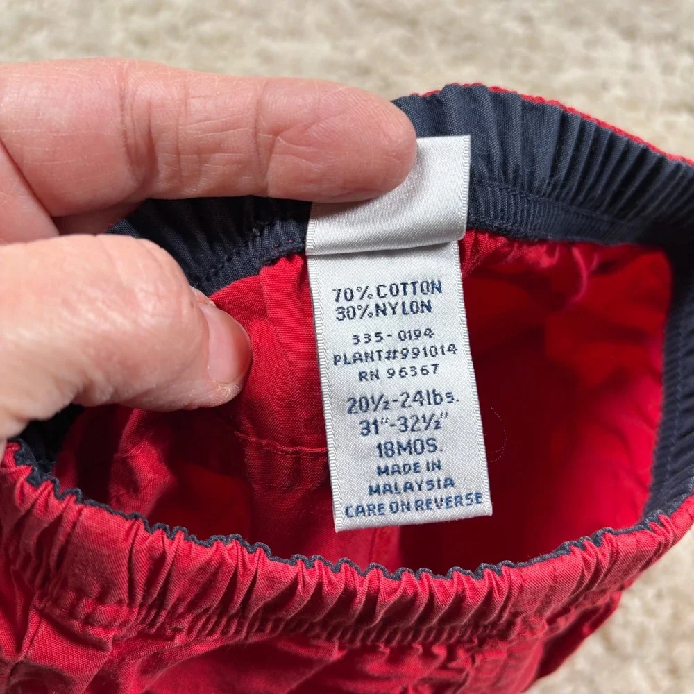 OshKosh B'gosh Baby‎ Red Cotton Blend Elastic Waist Pull On Shorts 18 Months